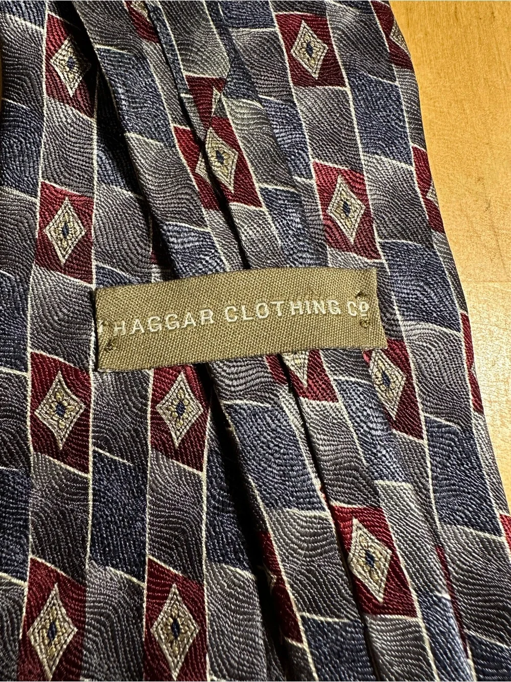 Haggar Navy, Burgundy & Gray Floral Silk Necklace Tie with Pearl Pin